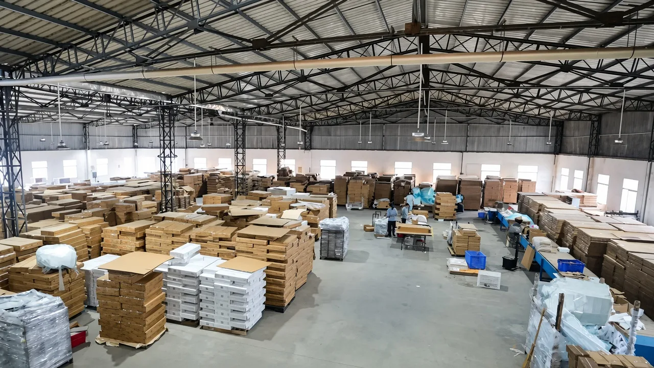 FangHai steel-wood furniture factory floor with organized production and warehouse aisles