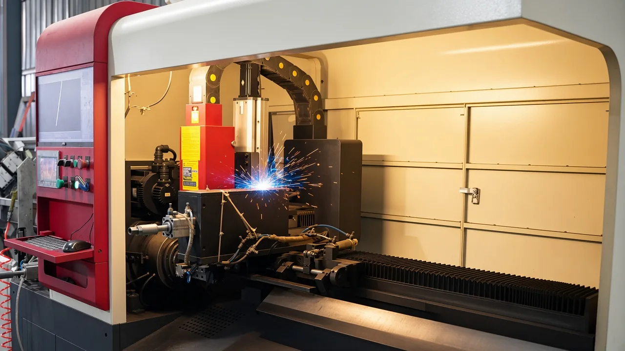 Automatic laser cutter processing steel furniture tube components