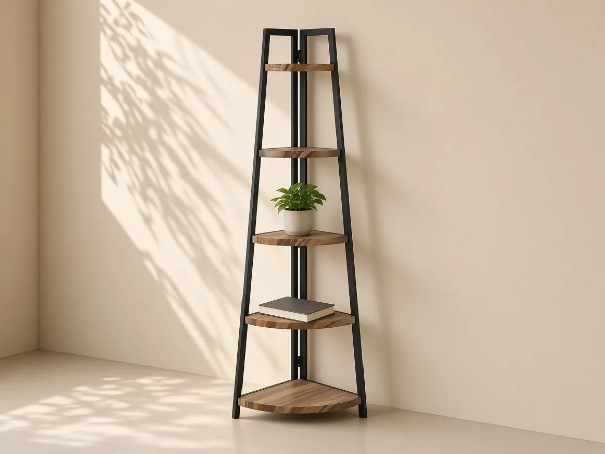 Corner shelf — Fan or triangular shelves and corner steel uprights