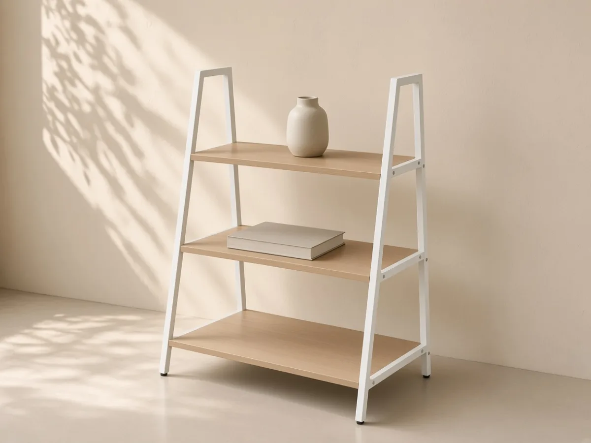 3-tier rack — Three shelves, light steel side frames and floor glides